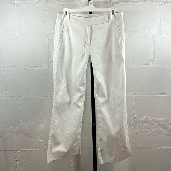 Eileen Fisher Raw Hem Ankle Pants Size XS White Pockets - Picture 1 of 8